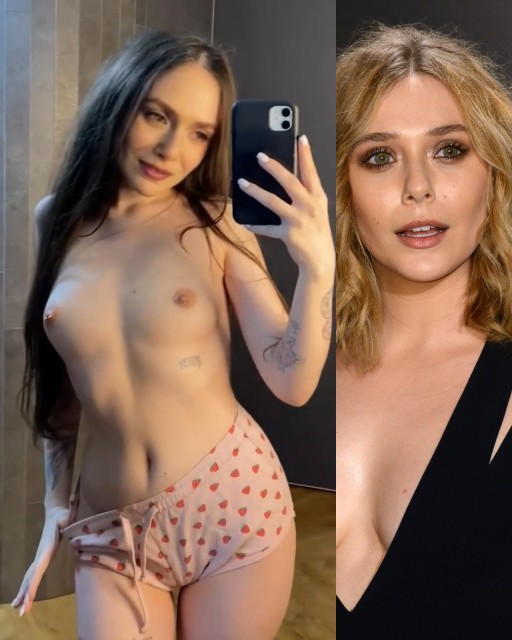 Elizabeth Olsen topless selfie nude boobs nipple deepfake video, ActressX.com