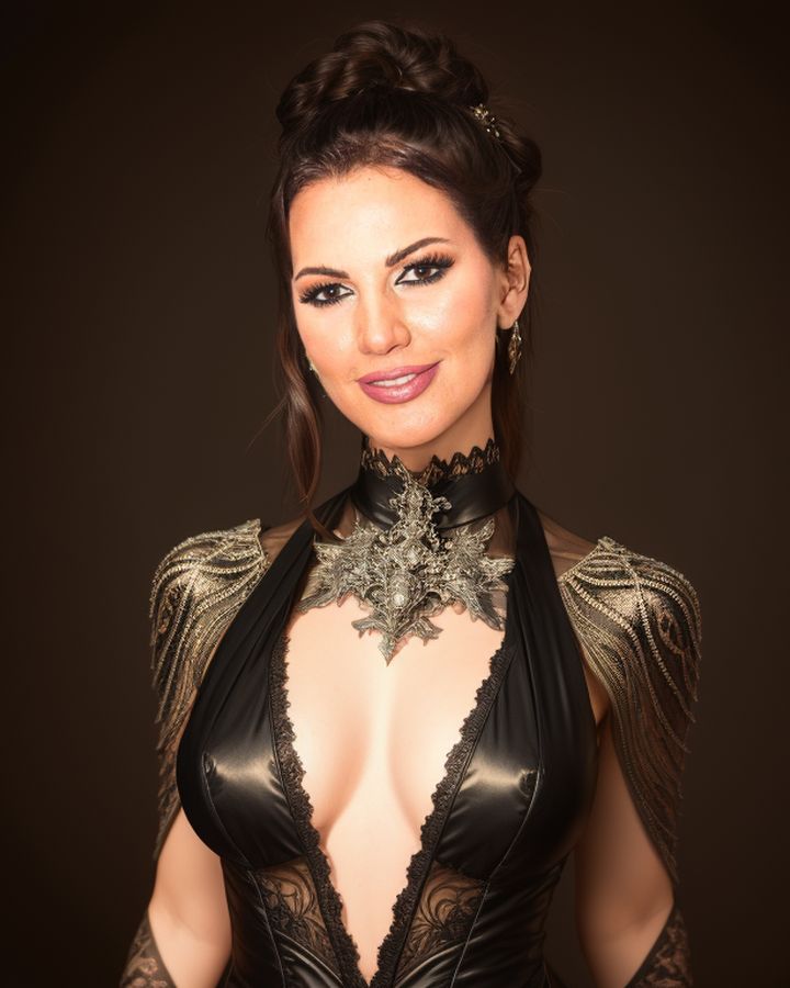 Darine Hamze NSFW low neck blouse cleavage gothic nude boobs nipple outdoor show 12 images AI Porn, ActressX.com