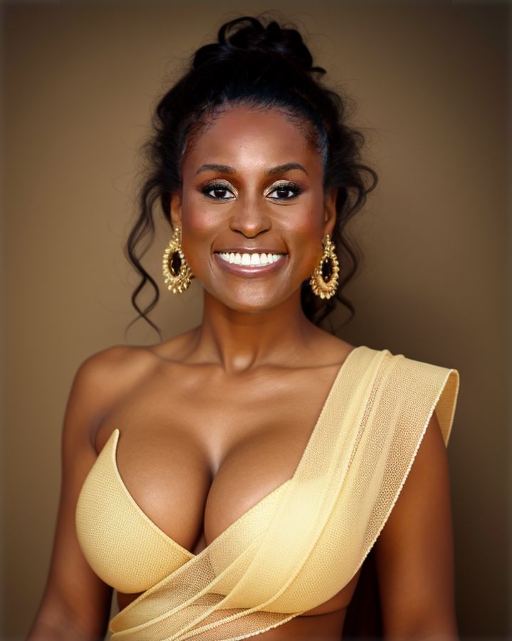 Issa Rae cleavage low neck blouse hot photos, ActressX.com