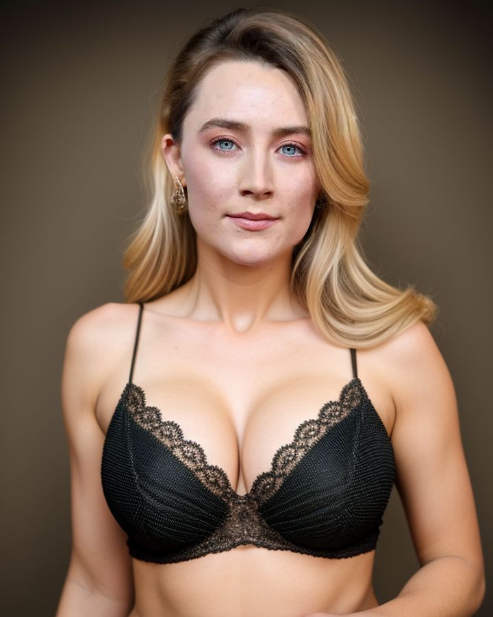 Saoirse Ronan cleavage low neck blouse hot sexy ai porn images, ActressX.com