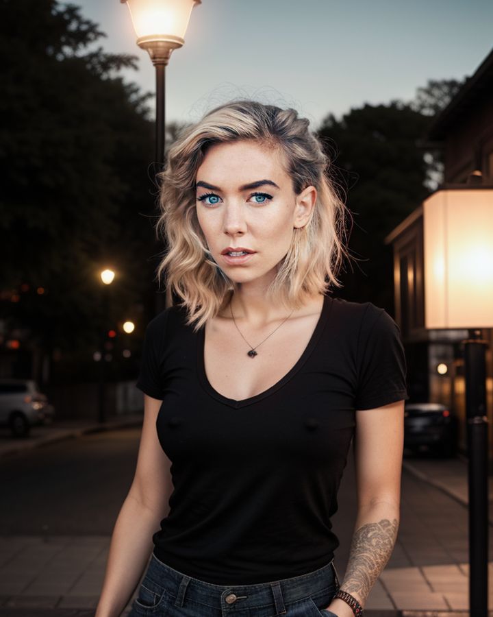Vanessa Kirby NSFW low neck blouse cleavage gothic nude boobs nipple outdoor show AI Porn photos, ActressX.com