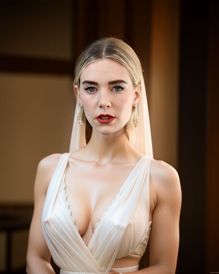 Vanessa Kirby cleavage low neck blouse gothic hot sexy bra outdoor show AI Porn images, ActressX.com