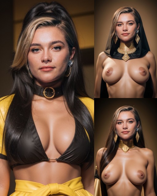 Florence Pugh sexy busty cleavage boobs nipple AI Porn