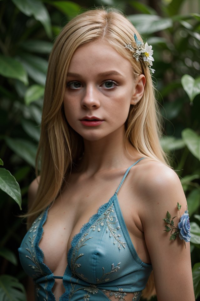 Mia Fizz sexy blue bra nipple impression AI Porn